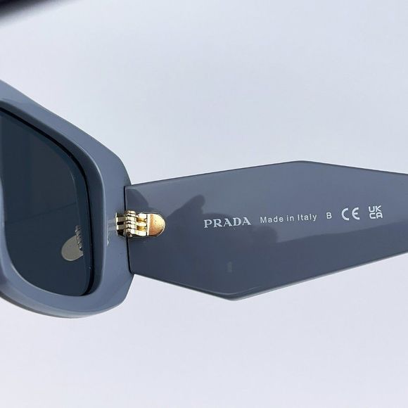 Prada PR17WS 11N09T Sunglasses Marble Gray Graphite Black Rectangle Unisex - Picture 10 of 14